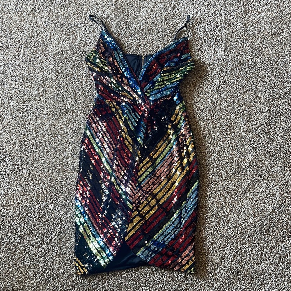 Sleeveless Rainbow Sequin Dress